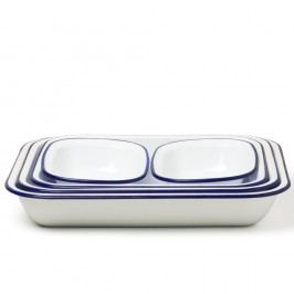 Set 5 vase smălțuite pentru copt Falcon Enamelware, alb-albastru