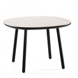 Masă dining din lemn masiv EMKO Naïve, 110 cm, alb - negru
