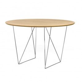 Masă cu picioare din metal cromat TemaHome Row, decor stejar, Ø120 cm
