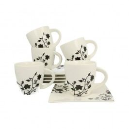 Set 6 cești din porțelan cu farfurioară Duo Gift Porto, 100 ml