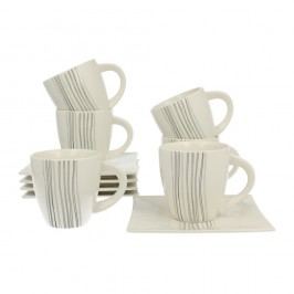 Set 6 căni cu farfurioară Duo Gift Silver Line, 170 ml