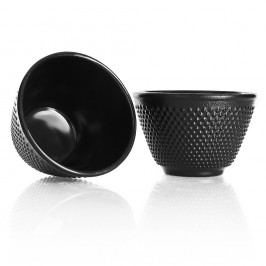 Set 2 cești din fontă pentru ceainic Bambum Turne, 50 ml, negru