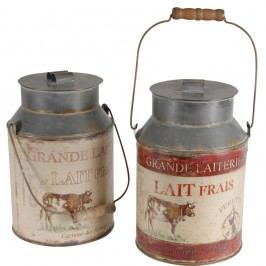 Set decorativ 2 recipiente pentru lapte Milk Jar Antic Line