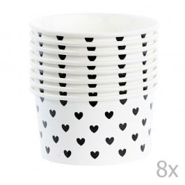 Set 8 cupe hârtie pentru înghețată cu lingurițe Miss Étoile Black Hearts