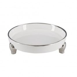 Bol decorativ din ceramică Mauro Ferretti Tasche Pin, alb-argintiu