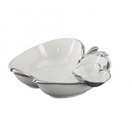 Bol decorativ din ceramică Mauro Ferretti Double Apple, alb-argintiu