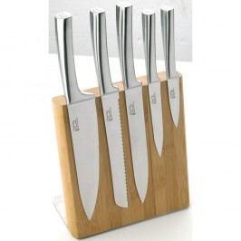 Set 5 cuțite cu suport magnetic Jean Dubost Meteor Bamboo