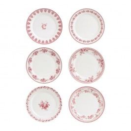 Set 6 farfurii desert Comptoir de Famille Faustine, 20 cm, roșu - alb