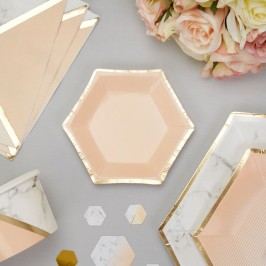 Set 8 farfurii din hârtie Neviti Gold Colour Block Marble, 12,5 cm